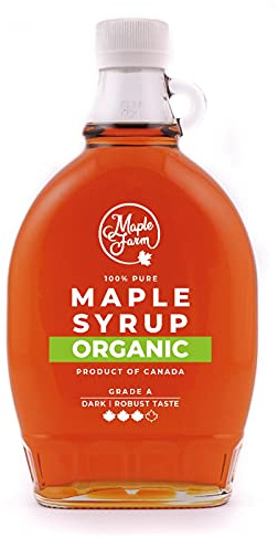 MapleFarm - Sirop d'érable pur BIOLOGIQUE canadien Grade A (Goût foncé, robuste) - 500 ml (Lot de 1) - Sirop d'érable pur - jus d'érable biologique
