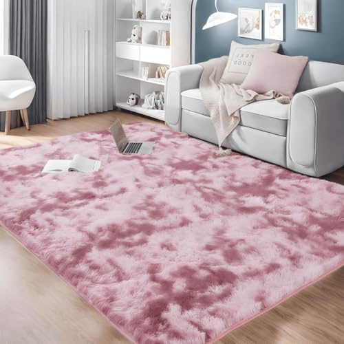 linyingdian Hochflor Teppich wohnzimmerteppich Langflor - Teppiche für Wohnzimmer flauschig Shaggy Schlafzimmer Bettvorleger Outdoor Carpet. (Pink Lila, 120x160cm)