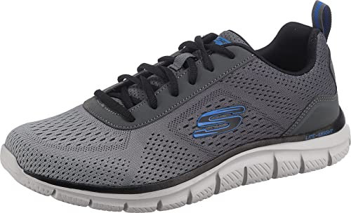 Skechers Men's Track Ripkent Sneaker, Charcoal Mesh/Black Trim, 8 UK