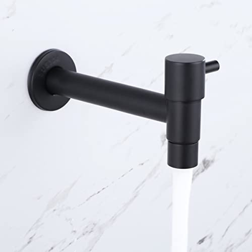 Rubinetto per lavabo da bagno in acciaio inox per montaggio a parete, apertura e chiusura rapida, rubinetto per laghetto da giardino, per esterni, nero opaco