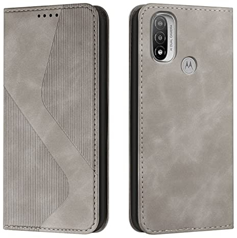 Mo-Somnus Funda para Motorola Moto E20/E40/Moto E30, Funda Carcasa de Cuero para Motorola Moto E20/E40/Moto E30, Cuero Billetera Flip Carcasa Magnético con Cáscara de TPU, Ranura para Tarjeta (Gris)