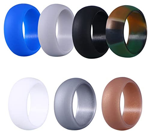 INOOMP 7 Stk Wolframringe Für Herren-ehering Farbige Ringe Herren Schwarze Eheringe Zappelring Für e Für e Aus Gummi Stapelbarer Ring Tarnung Silikonring Mann