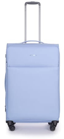 Stratic Light + Koffer Weichschale Reisekoffer Trolley Rollkoffer groß, TSA Kofferschloss, 4 Rollen, Erweiterbar, Größe L, Hellblau