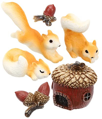 YARNOW 6stücke Eichhörnchenfigur Mini Tierfigur Aus Kunstharz Für Bonsai Dekoration Mikro Landschaftsornament Miniaturtiere Gartenmoos