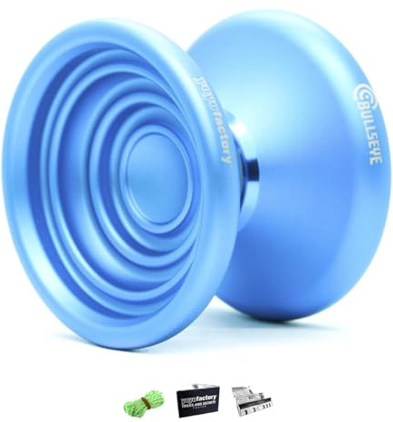 YoyoFactory Bullseye Yo-Yo - Blu (Trucchi del Dna, Yoyo in Metallo, Corde, Cuscinetti a Sfera e Istruzioni Incluse)