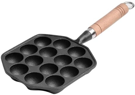 Cyrank Sartén Takoyaki De Hierro Fundido, Sartén Takoyaki Antiadherente De 14 Cavidades Para Hacer Bolas De Pulpo Plancha Takoyaki De Hierro Fundido Para Bolas De Panqueques Poffertjes