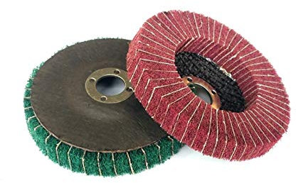 CruSio 10 Stück 100 X 16 Mm Winkelschleifer-Fächerrad, Vlies-Nylon-Schleiftuch, Kombi-Polierscheibe Zum Metallschleifen (Körnung: Rot Fein)/Rot Und Grün