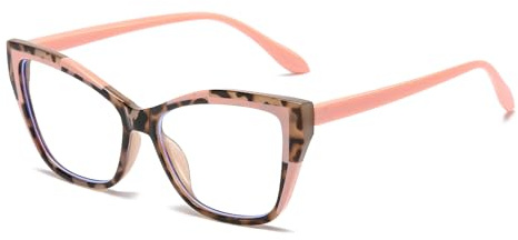 LJCZKA Vintage Blaulichtfilter Brille Katzenaugen Damen，Brille ohne Sehstärke Anti-Müdigkeit Computer Gaming Brillen für PC