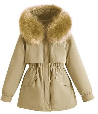 Steppjacke Hellblau Damen Überwindet den Winter aus Plüsch und dicker Baumwollkleidung. Kleine Baumwolljacken für Damen, Arbeitskleidung und Mäntel Imprägnierspray Regenjacke Wasserdicht (Khaki, XXXL)