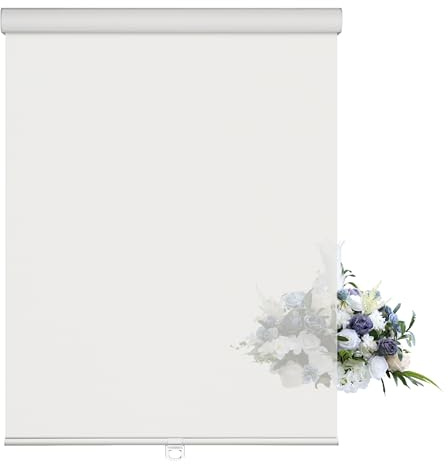 Sulugood Custom Light Filtering Roller Shades for Windows Cordless Solar Roller Blinds 10% Openness Cassette Valance Room Darkening & Glare Reduce Window Shades for Home Office Living Room Off White