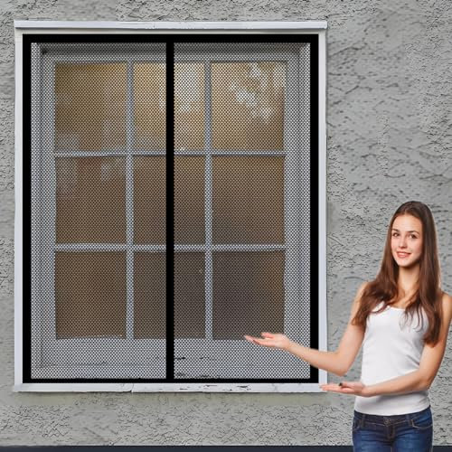 Insektenschutztür Fliegenschutz 80 x 200 cm Fenster Mückengitter in Verschiedenen Größen Auswählbar Magnet Fliegengitter für Alle Universalfenster, Schwarz