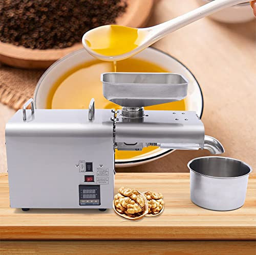 LKHDONG Pressa olio automatica 750 W Aggiornamento pressa olio in acciaio inox Macchina pressa olio professionale per semi di lino arachidi semi di canapa semi di semi di semi di semi di semi di semi