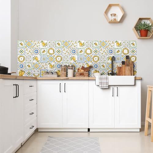 CREARREDA Rivestimento Parete Cucina Paraschizzi Cucina Adesivo per Fornelli 60 x 58 cm Effetto Lucido - Spesso 1mm e Rigido - Ignifugo e Resistente al Calore, all'Acqua