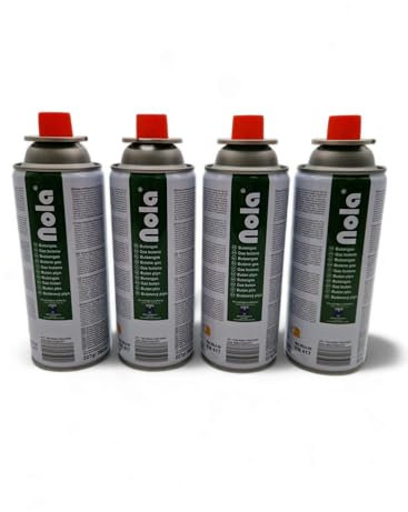 NOLA Gaskartuschen 4 x 227g – Butangas mit Ventil (Bajonett) – Universal Gas Nachfüllkartuschen für Campingkocher, Gasheizung, Unkrautbrenner & Outdoorgeräte Art.707 (4)