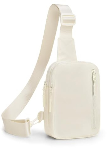 Lidxfeo Wasserdicht Chest Crossbody Bag Klein, Multi-Pocket Brusttasche, Anti-Diebstahl Sling Schultertasche, Handytasche mit Reißverschlusstasche für Wandern, Reisen, Joggen usw (Beige)