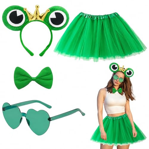 Komplettes Froschkostüm für Erwachsene und junge Leute – Frohes Karneval mit Fasching Kostüm Damen, Froschkönigin Kostüm, Kostüm Frosch Damen, Frosch Hut, Frosch Haarreif Damen