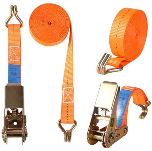 Putentfun 800kg Ratchet Straps with Hook - 2 Pack 5M x 25MM Tie Down Straps Heavy Duty Ratchet Straps,Adjustable Tensioning Straps for Motorcycle, Car, Trailer, Home