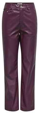 ONLY Women's Onlsadie Faux Leather Pants CC OTW, Mauve Wine, M