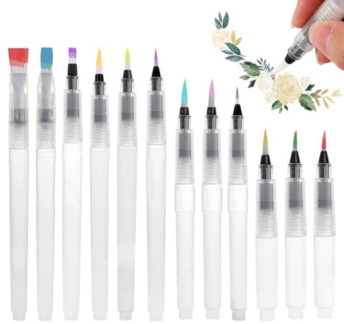12 Stück Aquarellpinsel, Malstifte, Malwerkzeuge, Kreativpinsel, Nachfüllbare Wasserpinsel, Mal- Und Malwerkzeuge