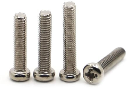 RKODRSMG 50/100 Stück M1 M1.2 M1.4 M1.6 M2.5 M2 M3 M4 GB818 vernickelte Kreuzschlitz-Rundkopf-Pm-Schraube Maschinenschraube(6mm,M1.4 100pcs)