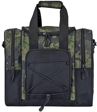 Bowlingväska för 1 boll - enkel boll tote med skofack, vadderad bowlingväska | Justerbart bärfodral, slitstark bowlingtillbehörsväska, Army Green, riferimento alla descrizione, Se beskrivningen