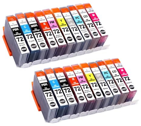 QWsdR Kompatible Tintenpatronen Kompatibel mit 72 PGI 72 PGI-72 PGI72 Kompatibel mit Pro-10 Pro-10s Tintenstrahldrucker, 1 bis 5 Sätze(PGI-72-2set)