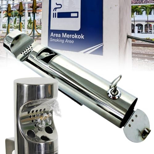 HPTHLY Wandaschenbecher – Wandaschenbecher Für Den Außenbereich, Gebürsteter Edelstahl, Wandaschenbecher Für Den Außenbereich, Zylinder, Ideal Für Den Einsatz Außerhal,B