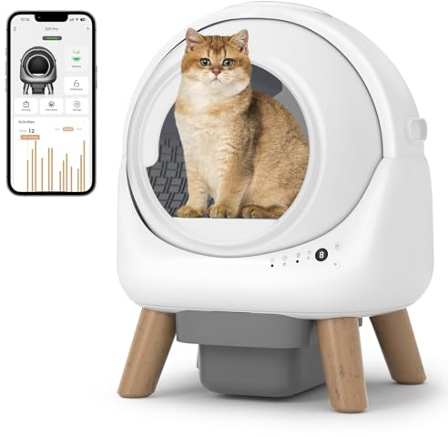 Selbstreinigende Katzentoilette mit 4 Sensoren, APP-Steuerung, Ideal für Mehrkatzen-Haushalte, Smartes Katzenklo in weiß für saubere Umgebung