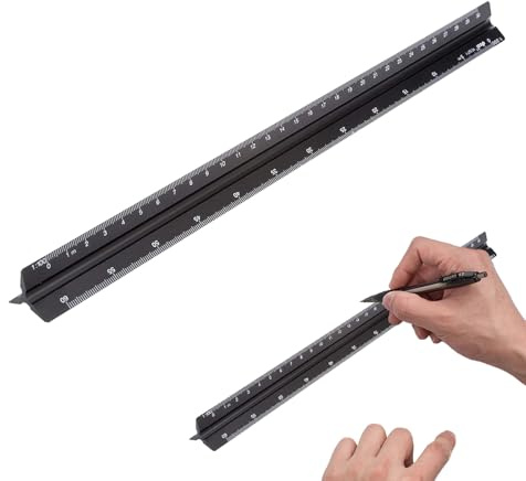 1 PCS Dreikantmaßstab,Lineal 30 cm,Aluminium, dreieckig,metrische Skalen 1:20, 1:25, 1:50, 1:75, 1:100, 1:125,Maßstab Lineal,Maßstabslineal,Architektenlineal, für Architekten, Studenten, Zeichner