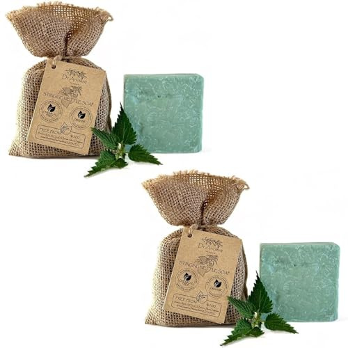 Dr.Ancient Savon à l'ortie piquante bio naturel végétalien traditionnel fait à la main antique - antipelliculaire, pour l'acné, le pelage, les cheveux sains - savons naturels purs ! (Lot de 2)