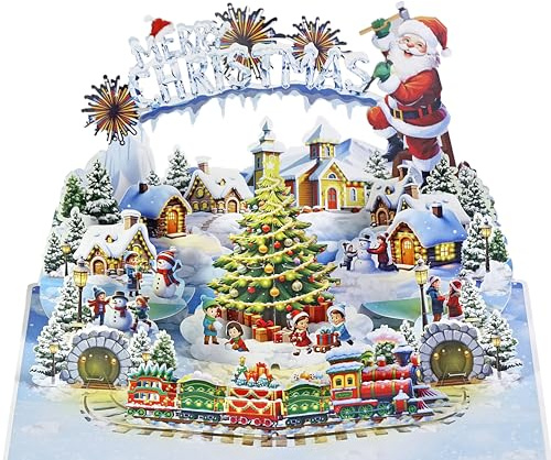 CUTPOPUP Eisstadt Weihnachtskarten, Pop Up Karte Weihnachten, Weihnachtskarte für Sie Ihn Ehefrau Ehemann Familie Sohn Tochter Mama Papa Schwester (Ice Town) US8-CN317DE