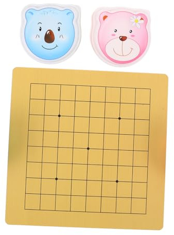 BESPORTBLE 2 Ensembles Jeu de Go pour Garçon Fille Portable avec Plateau Lignes et Pierres Plastique Design Ours Cartoon Éducatif Ludique pour Famille et Développement Cérébral