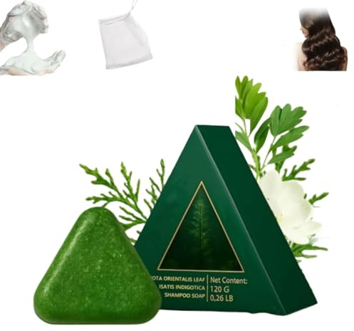 Nature Triangle Shampoo Bar, 2025 Neu Nature Seven Green Soap Shampoo, 𝐔smans Grass 𝐒ham poo Bar mit Schaumnetz Pflanzliches Festes Beruhigt und Stärkt Haar für Damen Herren (1)