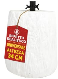 MOHOME Base Albero di Natale Tronco Effetto Legno Innevato Realistico 34 x Ø 32 cm Ceppo Base Rialzata Fino a 180 cm Supporto Robusto Stabile Resistente Addobbi Decorativi Natalizi