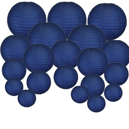 Farolillos de Papel Redonda 20 faroles de papel azul marino 15 a 30 cm, redondos, chinos y japoneses, for bodas, fiestas, decoración colgante for baby shower