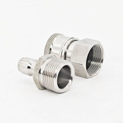 Stainless Steel High Pressure Washer Quick Connector 22x1.5 mm, Leak-Proof Female and Male Coupler Set, 5000 PSI, Compatible with Most Pressure Washer Hoses and Pumps for Outdoor Cleaning Tasks
