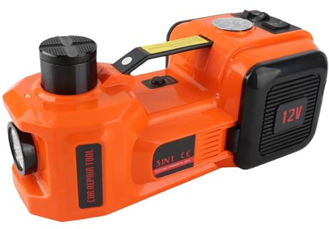 RASTKY Elevador Hidráulico Eléctrico para Coche, 5 Toneladas, 12 V, para de Neumáticos de Emergencia en Carretera, Gato Automático Compacto con Linterna LED para Uso en Garaje