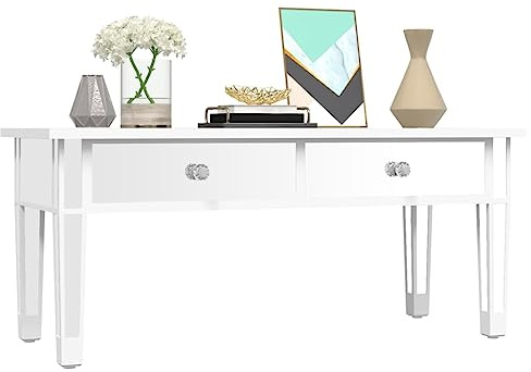 Tomostar Table Basse, Table Centrale Salon Bout de Canapé à Miroir 106x45x45 cm Bois d'ingénierie et Verre
