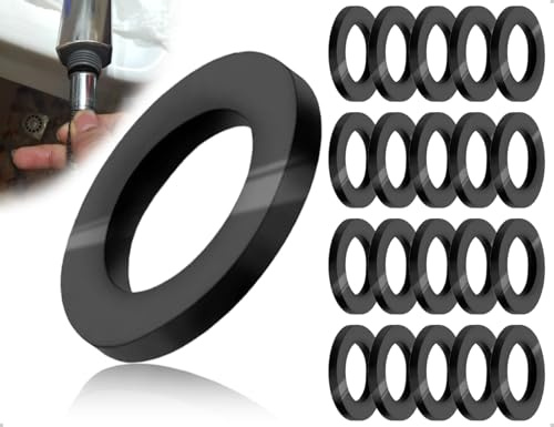 SAHONFEN 20 Guarnizioni per Tubo Doccia, Anelli di Tenuta per Collegamento Rubinetto, Anello di Tenuta per Soffione Doccia, Utilizzabili per Rubinetti (Rotondi, Neri)
