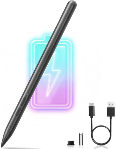 Lápiz óptico Microsoft Surface, 4096 Niveles de Carga Rápida 1H (Gris) | Inclinación & Rechazo de Palma, Magnético, Surface Pro 11/10/9/8/7/6/5/4/3/X, Go 4/3/2/1, Laptop 6-1, Studio, Book 3/2/1