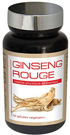 NUTRI EXPERT – Ginseng Rouge – Aide a lutter contre la fatigue et le stress – Soutien des défenses naturelles et vitalité – Stimule le système immunitaire – 100% Extraits Racine de Ginseng – 60