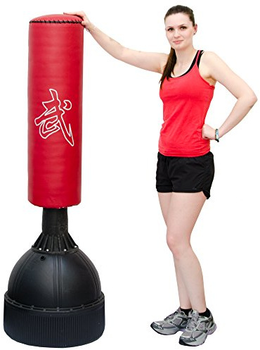 eyepower Sac de Frappe avec Pied Autoportant - pour Entrainements Boxe Arts Martiaux Kick Boxing - 160 cm - Combat Adulte - Punching Bag Stable Résistant avec Support Sol - Exercices Maison Gym