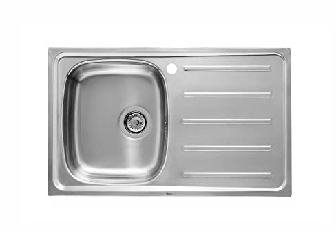 Roca A870F30801 - Fregadero de 1 cubeta de acero inoxidable y escurridor a la derecha