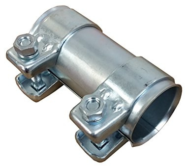 Raccord de tuyau d'échappement ø 63,5 mm x 125 mm, acier galvanisé, universel, manchon + 2 colliers de serrage 68,5 mm