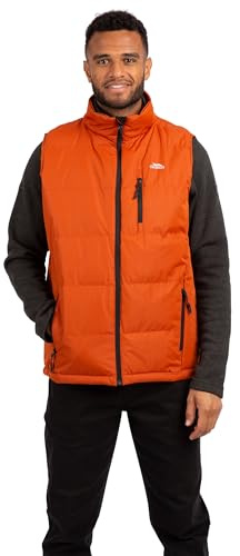 Trespass Gilet imbottito da uomo con 3 tasche con zip e chiusura interna con patta antivento - arancione bruciato, M