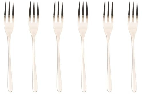Sambonet Taste - Set di 6 Forchette Dolce con pulsante vintage in Acciaio Inox, Forchette da Dessert finitura PVD, Lavabili in lavastoviglie, Champagne