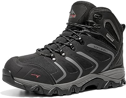 NORTIV 8 Men's Waterproof Hiking Boots,Black/Dark/Grey,13