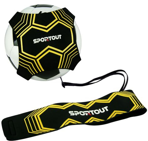 Sportout Fußball/Volleyball/Rugby Kick Throw Trainer Solo Fussball Trainingszubehör Kinder Fußball Training Verstellbar Fussball Geschenk Jungen (Gelb)