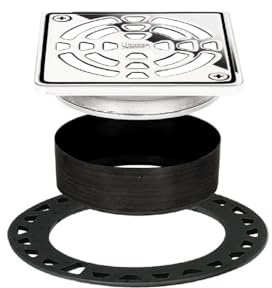 Schluter Kerdi-Drain Classic Shower Grate Kit with Integrated Slope Bonding Flange - Ideal for Tile Showers - 4 Grate Size, Square, Chrome Grate Finish - KD4GRKEP