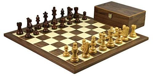 Walnut Chess Set 20 Inch with Weighted Sheesham Staunton French Knight Chess Pieces 3.75 Inch